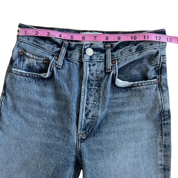 AGOLDE ✰ Riley Emulsion High Rise Waist Straight Leg Crop Destructed Hem 24